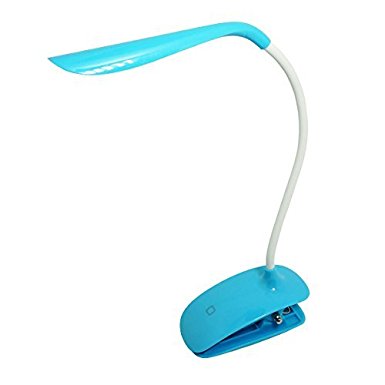 LEDniceker Minimalism Clip-on LED Table Lamp/Desk Reading Light, USB Charge Cable, Free Twisted Tube, Touch Sensor, 3 Level Adjustable Brightness(Blue)