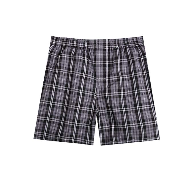 Pau1Hami1ton Men's Woven Boxer Shorts Cotton Trunks Button Plaid Briefs Checkered Underwear B-01