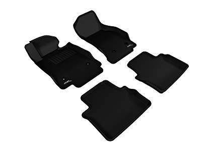 3D MAXpider Complete Set Custom Fit All-Weather Floor Mat for Select Cadillac CTS RWD Sedan Models - Kagu Rubber (Black)