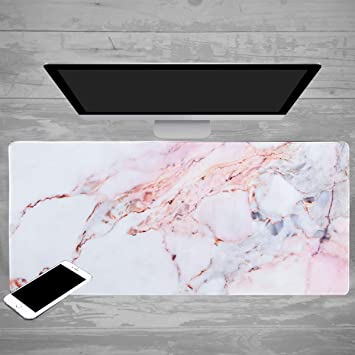 Anyshock Extended Gaming Mouse Pad, Large XL Mouse Mat Keyboard Pad with Stitched Edges, Water-Resistant Non-Slip Base Ideal for Computer & PC (35.4×15.7inch, Colored Marble) (Colored Marble)