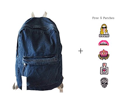 College School Bags Backpacks Girls Denim Cute Bookbags Student Backpack School Laptop Backpack Bag Pack Super Cute for School for Teenage (White Blue)