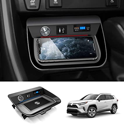 Mixsuper Wireless Car Charger Fit for Toyota RAV4 2019 2020 2021 QC3.0 Fast Charging with USB Port 36W QI Wireless Smart Phone Charging Pad
