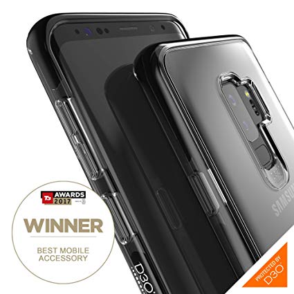 Gear4 Piccadilly Clear Case with Advanced Impact Protection [ Protected by D3O ], Slim, Tough Design Compatible with Samsung Galaxy S9  – Black