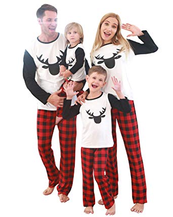 ZOEREA Matching Family Christmas Pajamas Boys Girls Toddler Kids Children Deer Pjs Women Men Sleepwear