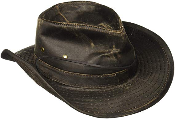 Dorfman-Pacific Weathered Cotton Outback Hat With Chin Cord