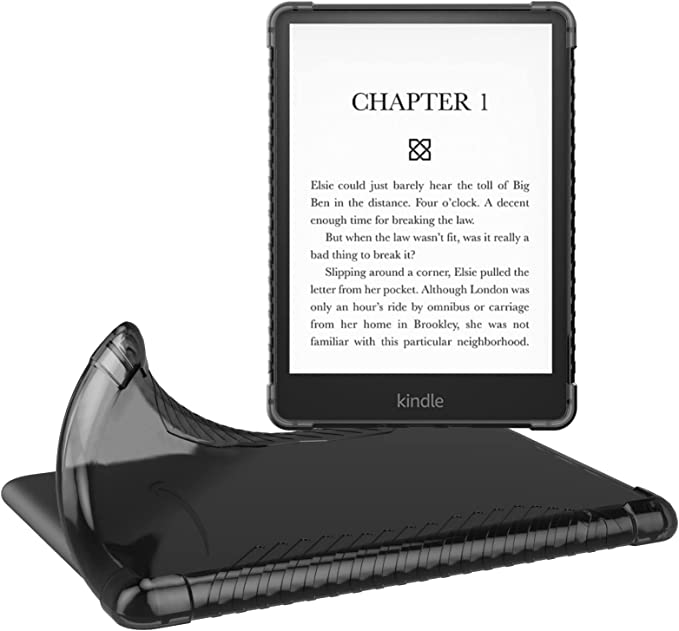 MoKo Case for 6.8" Kindle Paperwhite (11th Generation-2021) and Kindle Paperwhite Signature Edition, Ultra Clear Soft Flexible Transparent TPU Skin Bumper Back Cover Shell, Black