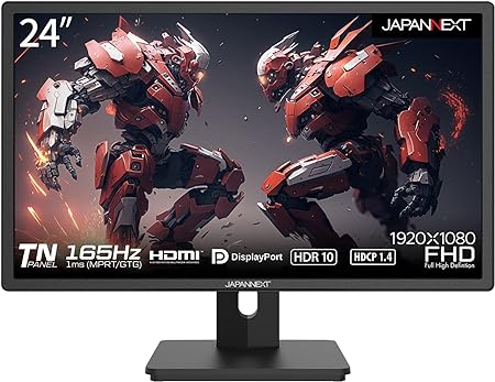 JAPANNEXT JN-G24T165FHDR-HSP 24インチ フルHD(1920 x 1080) 165Hz対応ゲーミングモニター HDMI DP 昇降式スタンド ピボット対応