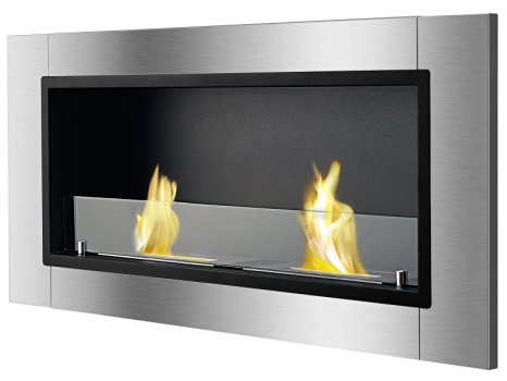 Ignis Lata Recessed Ventless Ethanol Fireplace with Glass