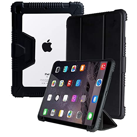 ProElite Rugged Shockproof Armor Smart flip case Cover for Apple iPad 10.2" 7th Generation with Pencil Holder, Black