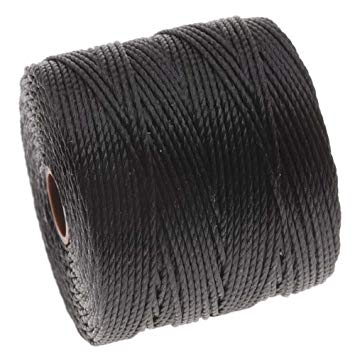 Beadaholique SLBC-BK BeadSmith Super-Lon Twisted Nylon Cord, Size 18, Black