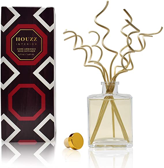 HOUZZ Interior Pumpkin Pie Reed Diffuser Oil Set with Decorative Curly Reed Sticks | Sweet Pumpkin, Nutmeg, Molasses & Cinnamon in a Buttery Crust | Great Fall Scent! Made in The USA