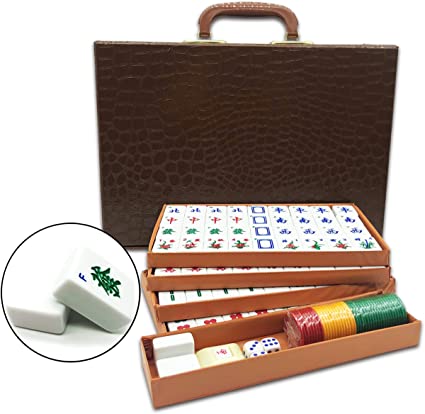 Mose Cafolo ~ Chinese Mahjong Game Set 144 Numbered Melamine 1.2x0.9x0.5 Inch Tiles with Carrying Travel Case Complete Mahjong Game Lightweight Travel Set - (Mah Jong, Mahjongg, Mah-Jongg, MaJiang)