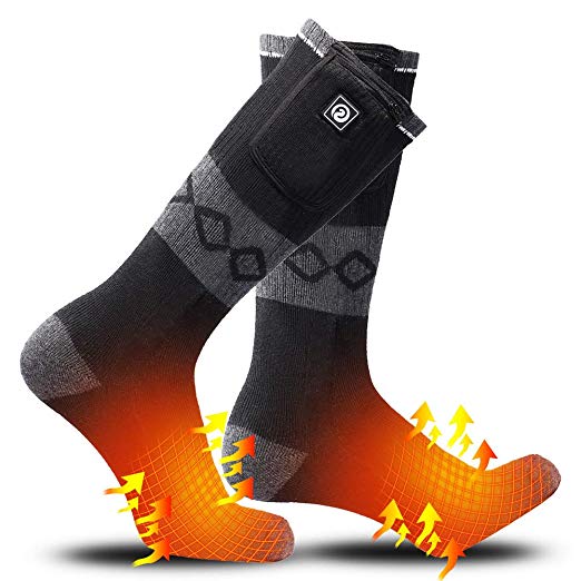 SUNWILL Heated Socks for Men Women,7.4V 2200mah Electric Rechargeable Battery Warm Winter Socks,Cold Weather Thermal Heating Socks Foot Warmers for Hunting Skiing Camping