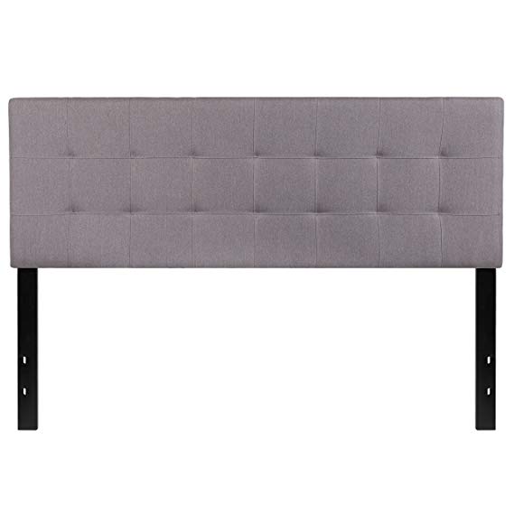 Flash Furniture Bedford Tufted Upholstered Queen Size Headboard in Light Gray Fabric