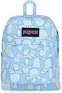 JanSport SuperBreak Plus Backpack with Padded 15-inch Laptop Sleeve and Integrated Bottle Pocket - Spacious and Durable Daypack for Work and Travel - Mushroom Melancholy Blue