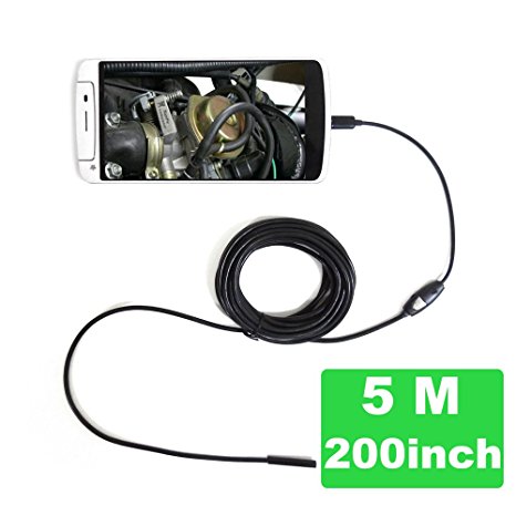 COGEEK Mirco USB Endoscope 7mm Mini Waterproof Endoscope Inspection Camera For OTG Function Android Phones (16.4 ft (5 m))