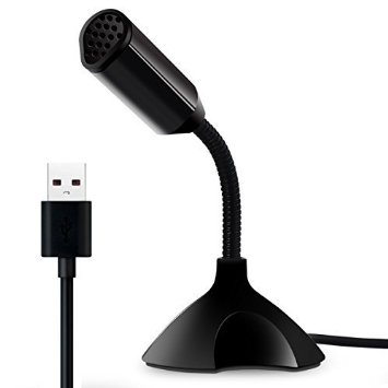 Tontec USB Microphone Home Studio Mic Plug and Play with Adjustable Gooseneck for Raspberry pi Macbook Windows Laptop Skype MSN Chatting Video Recording Conference Meetings Black