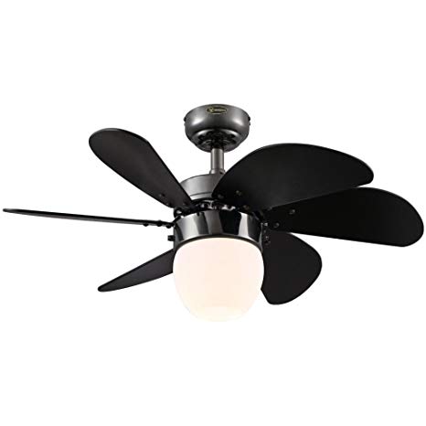 Westinghouse 7209200 Turbo Swirl 30-inch Gun Metal Indoor Ceiling Fan, LED Light Kit with Opal Frosted Glass, Bulb