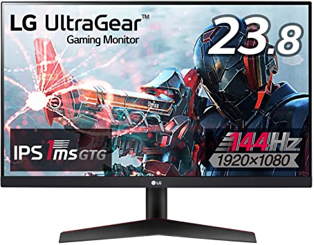 LG 24GN600-B Frameless Gaming Monitor, 23.8 Inches, Full HD, IPS, 144 Hz, 1 ms (GtoG), FreeSync Premium, HDR, HDMI x 2, DP