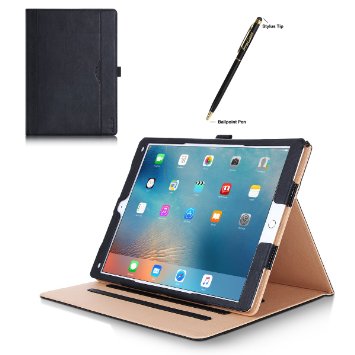 Apple iPad Pro Case - ProCase Leather Stand Folio Case Cover for 2015 Apple iPad Pro 129 inch with Multiple Viewing angles auto SleepWake Document Card Pocket Black