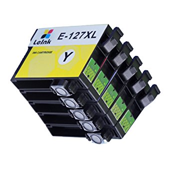 LeInk Replacement Ink Cartridge for EPSON 127XL 5 Pack (2 Black 1 Cyan 1 Magenta 1 Yellow) Compatible with WF630 WF633 WF635 WF645 WF840 WF845 WF3520 WF3530 WF3540 WF7510 WF7520 WF60 WF7010