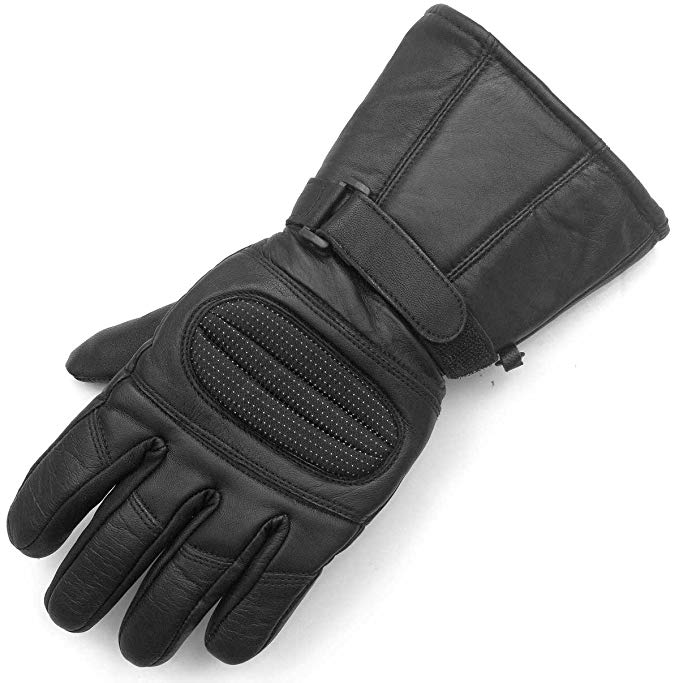 Men's Motorcycle Gauntlet Leather Windproof Heavy Duty Winter Biker Gloves XXL