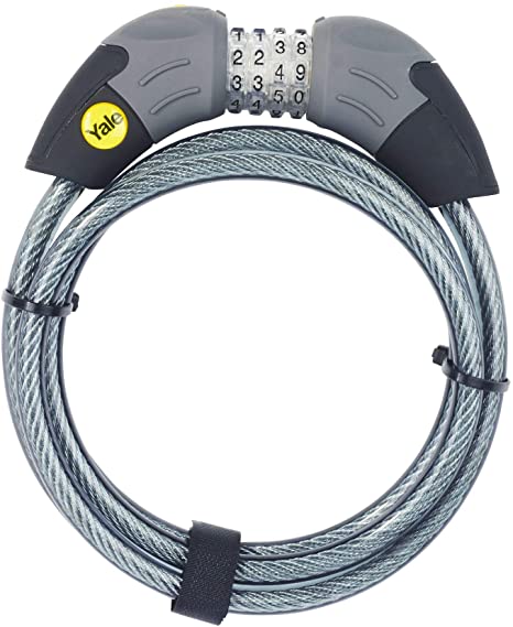 Yale YCC1/10/185/1 - Standard Combination Cable Bike Lock 1800mm - Steel Ball Click Gear System - Lightweight