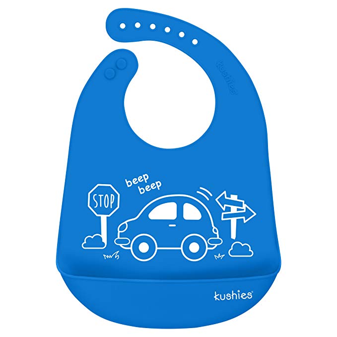 Kushies Silicatch Super Soft Silicone Waterproof Feeding Bib with Catch All/Crumb Catcher, Azure Blue, 6m