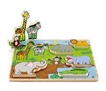 Hape Wild Animals Toddler Stand Up Wooden Puzzle