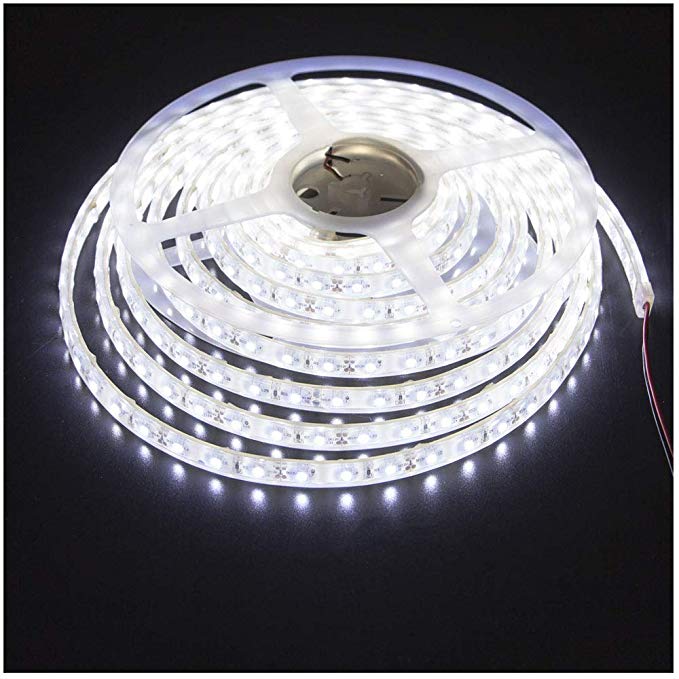 KINGLUX Led Strip, Waterproof Led Light Strip Super Bright DC12V 25W SMD3528 300LEDs, IP68 Led Underwater Lights Cool White 6000K 5Meter/ 16.4Feet Using for Homes, Swimming Pool,Garden and Outdoor