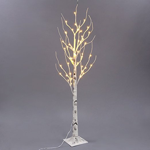 Excelvan 1.2M/4FT 48 LEDs Silver Birch Twig Tree Warm White Light White Branches for Home, Party, Wedding, Christmas, Indoor Outdoor Decoration (HG-C002)