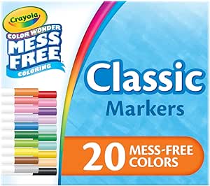 Crayola Color Wonder Marker Set, 20 Mess Free Broad Line Markers for Kids & Toddlers 3