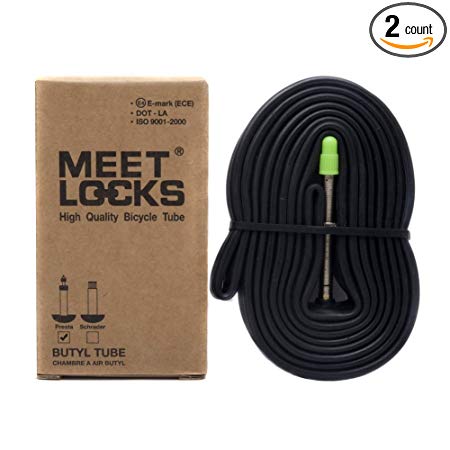 MEETLOCKS Bike Tube 700x18-23C Recycle Butyl Solid Brass Stem Valve Presta, 1 Pc Pack, 2 Pcs Pack, 4 Pcs Packs For Choice