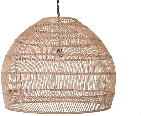 KOUBOO 1050101 Open Weave Cane Rib Bell Hanging Ceiling Lamp, One Size, Wheat