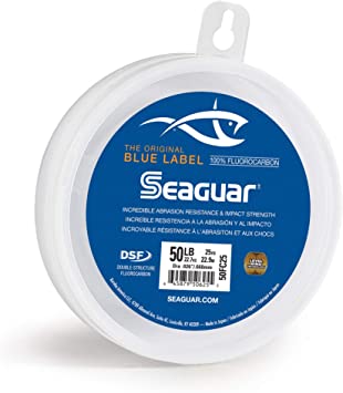 Seaguar Blue Label Fluorocarbon Fishing Line Leader, Incredible Impact and Abrasion Resistance, Fast Sinking, Double Structure for Strength and Softness