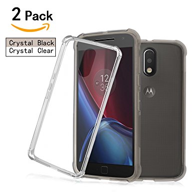 Moto G4 Case / Moto G4 Plus Case for 4th Generation , Shalwinn 2 PACK Crystal TPU Case for Motorola Moto G 4th Generation / Moto G4 Plus (Crystal Black Clear)