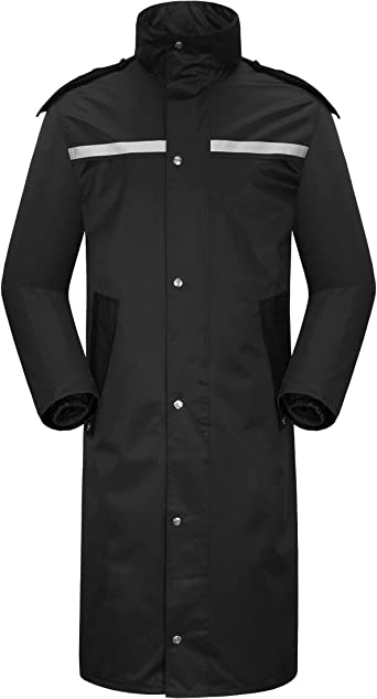 iCreek Raincoat Waterproof Men's Long Rain Jacket Lightweight Rainwear Reflective Reusable with Hood