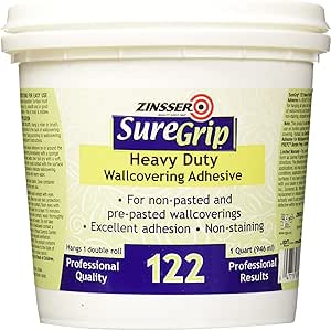 ZINSSER 69384 1-Quart SureGrip 122 Heavy Duty Clear Strippable Wallpaper Adhesive