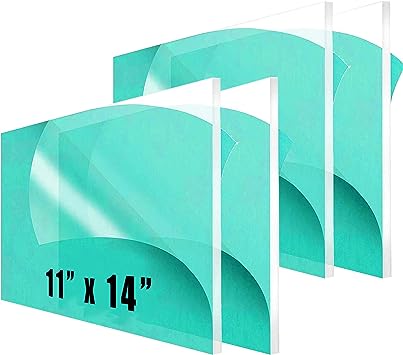 CALPALMY (2-Pack 11 x 14” Clear Acrylic Sheet Plexiglass – 1/8” Thick; Use for Craft Projects, Signs, Sneeze Guard and More; Cut with Cricut, Laser, Saw or Hand Tools – No Knives