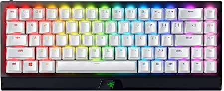 Razer BlackWidow V3 Mini Hyperspeed 65% Wireless Mechanical Gaming Keyboard + Phantom Keyboard Upgrade Set Bundle: Green Mechanical Switches - Tactile & Clicky - White