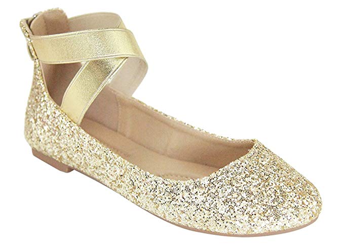 ANNA Dana-20 Women's Classic Ballerina Flats Elastic Crossing Straps