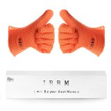 IBBM Silicone Heat Resistant Grilling Barbecue Gloves - 2pc Set - Orange