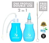 OpenoseTM Baby Nasal Aspirator and Booger Remover with Silicone Suction Capsule Include Cleaning Brush Nose Suction Sucker for New Borns Cleanable and Reusable BPA Free Light Blue