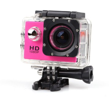 Lightdow LD4000 1080P HD Sports Action Camera Kit - DSPNT96650  15 LPS-TFT LCD  Bonus Battery  170 Wide Angle Lens Pink