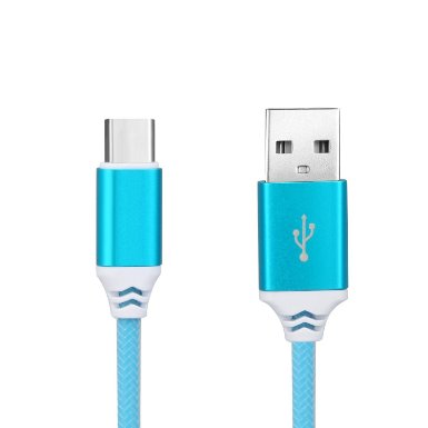 Leesentec Creative 3a Fast Charge Both Ends Reversable USB Type C Cable USB C Charging Cable with Aluminum Durable Head and TPE Knitted Colored Type C Charger USB Charging Date Cable Type C Blue