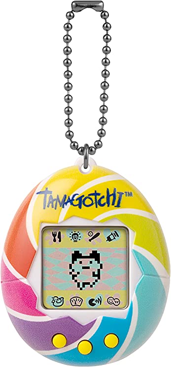 TAMAGOTCHI 42879 Bandai, Gen 1, Candy Swirl with Chain-The Original Virtual Reality Pet, Multicolour
