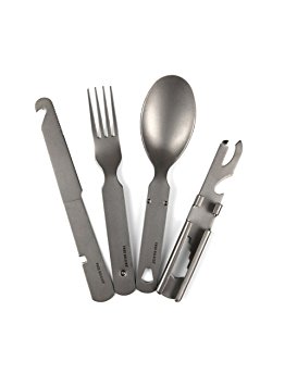 FREE SOLDIER Outdoor Multi-function Titanium Spork 3 in 1 Tableware Camping Pocket Knife Fork Spoon Dinner Set