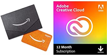 Adobe Creative Cloud   $10 Amazon Gift Card | Entire collection of Adobe creative tools plus 100GB storage | 12-month Subscription with auto-renewal, billed monthly, PC/Mac