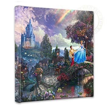 Thomas Kinkade Cinderella Wishes Upon A Dream 14"x14"x1.5" canvas wrap