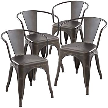 Poly and Bark Trattoria Arm Chair in Bronze (Set of 4)
